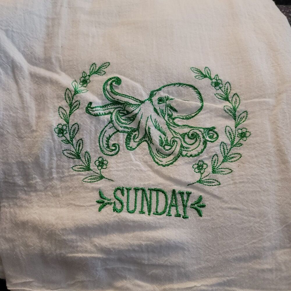 Embroidered Days of the Week Hand Towels